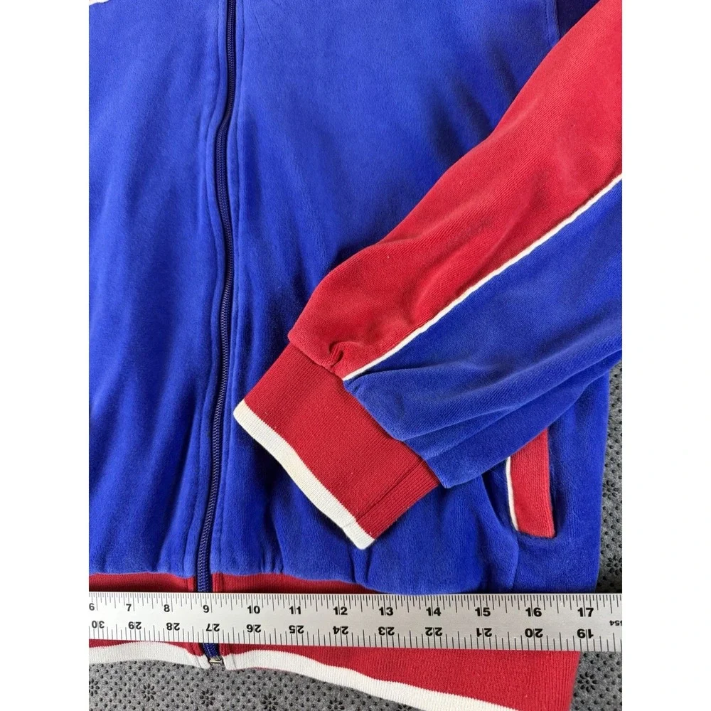 Sweatsedo Mens Velour Track Jacket Red Blue USA Beerfest Full Zip Size M - Picture 5 of 11